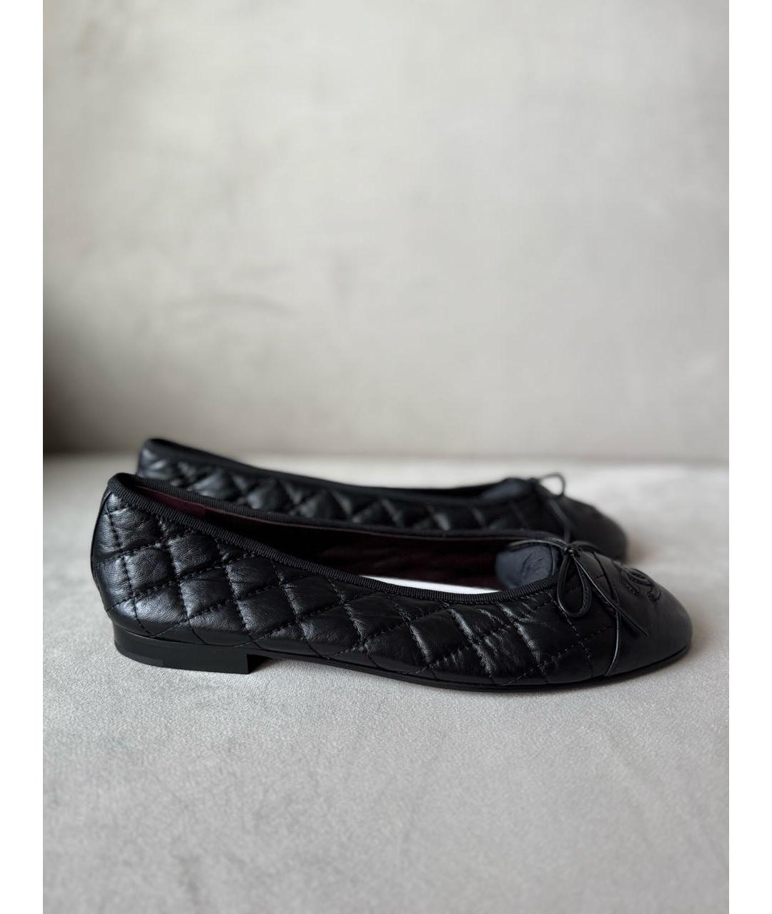 CHANEL Черные кожаные балетки, фото 9