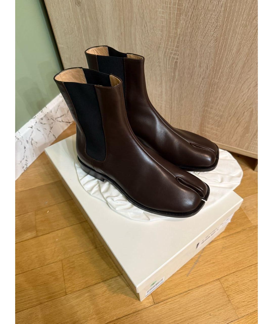 MAISON MARGIELA Коричневые кожаные ботинки, фото 6