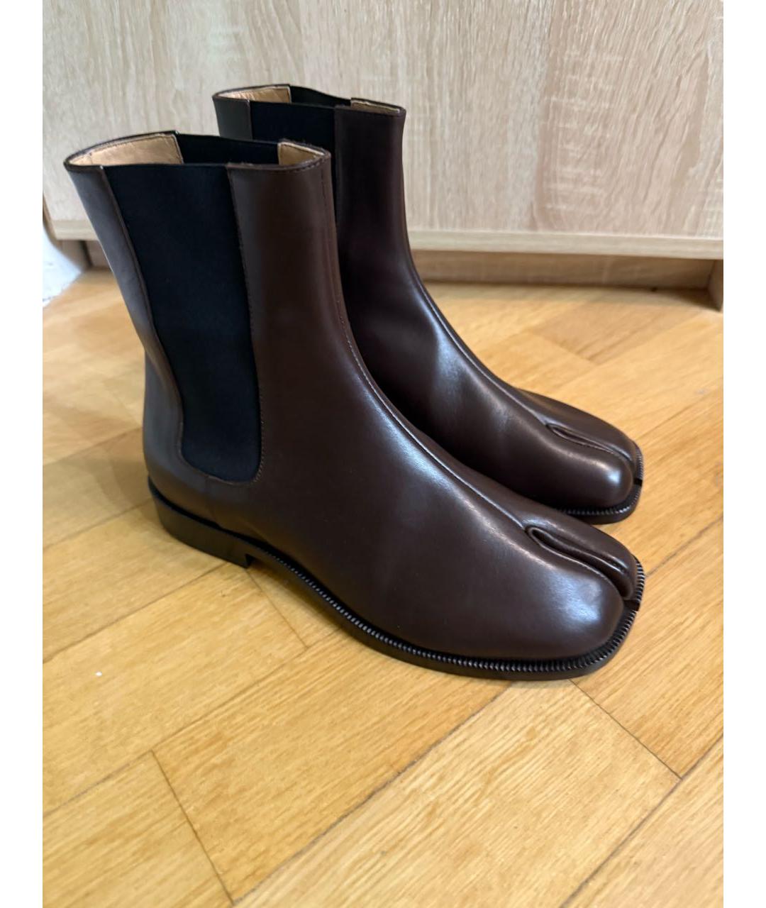 MAISON MARGIELA Коричневые кожаные ботинки, фото 9