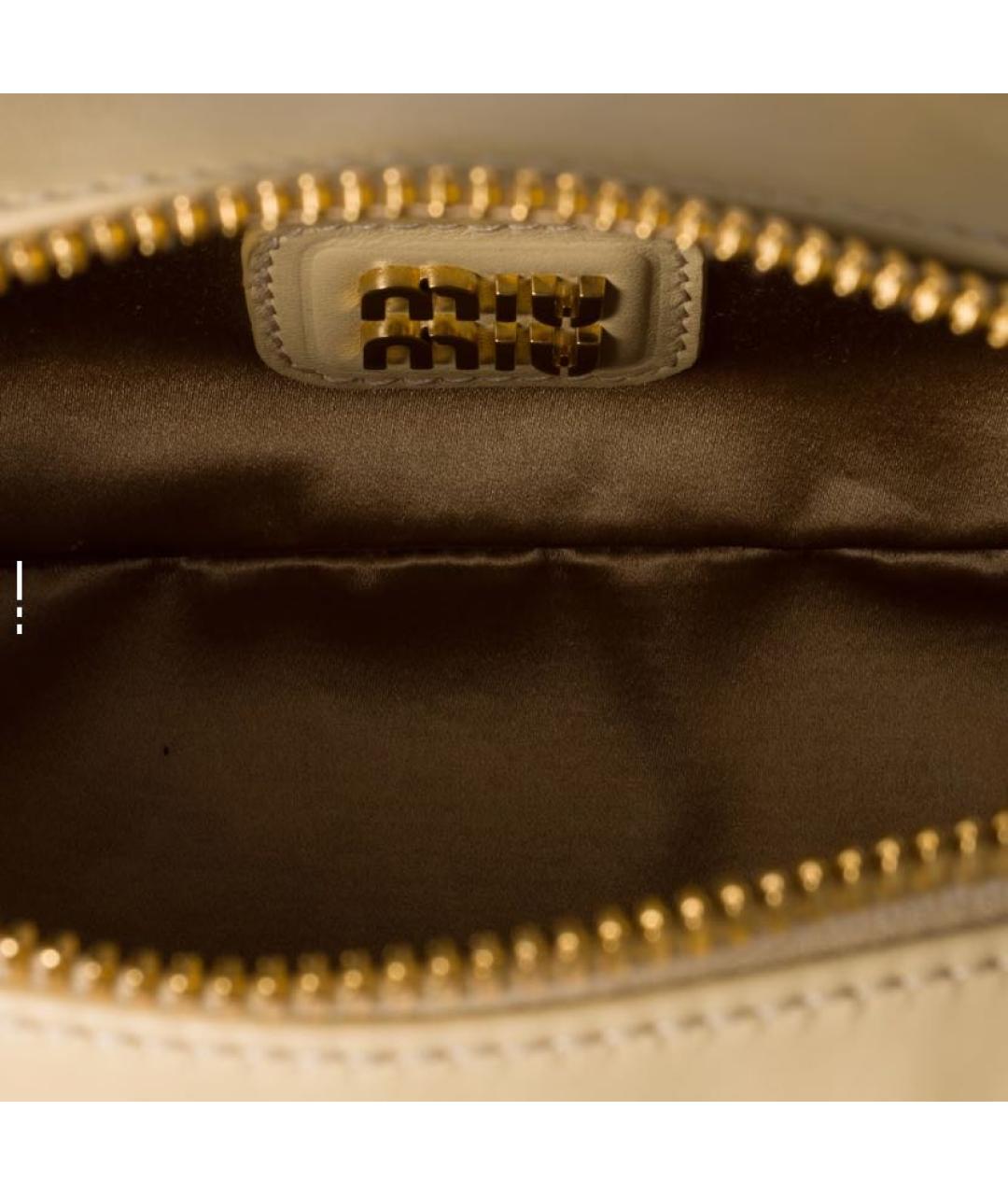 MIU MIU Бежевая кожаная сумка через плечо, фото 4