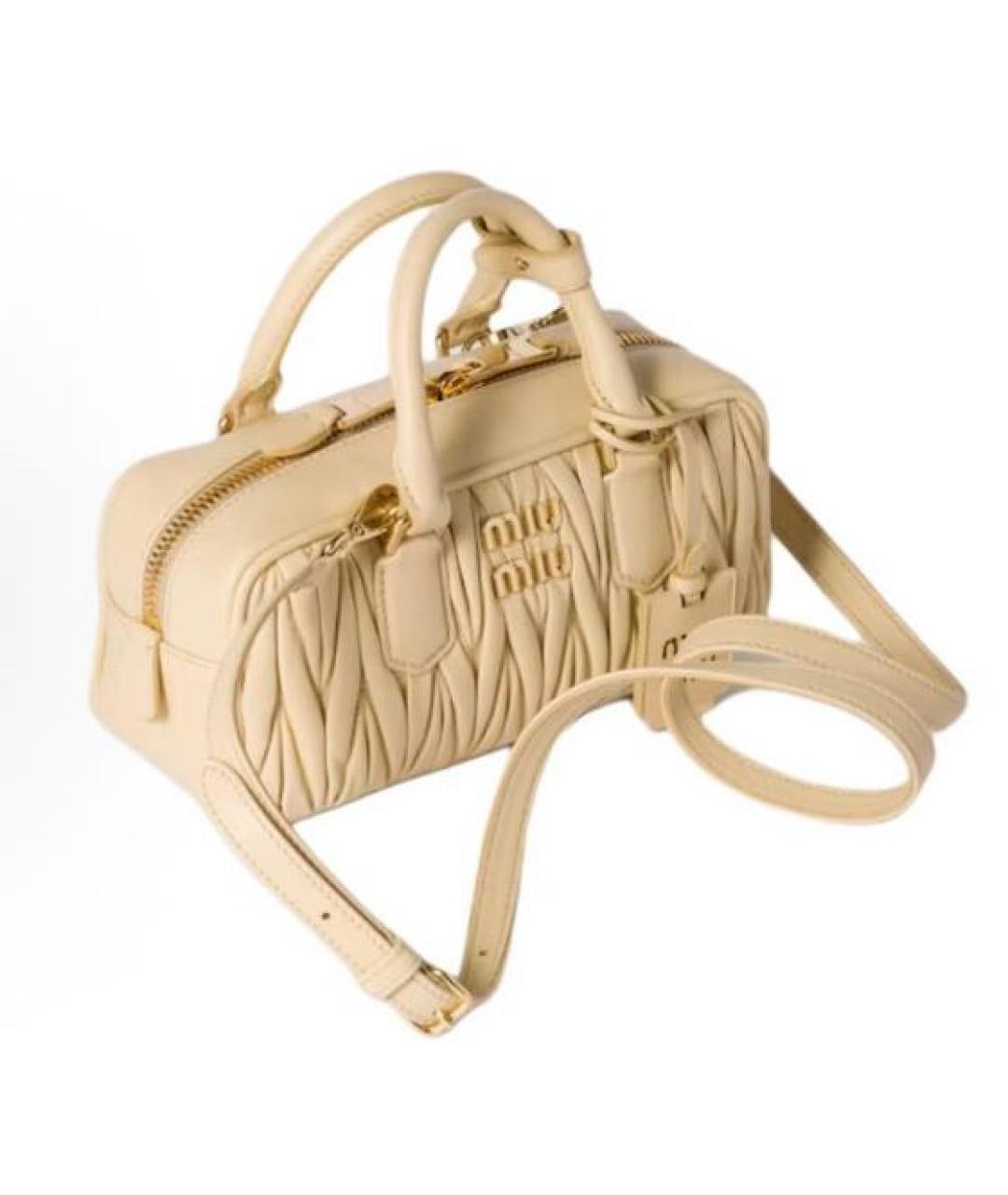 MIU MIU Бежевая кожаная сумка через плечо, фото 2