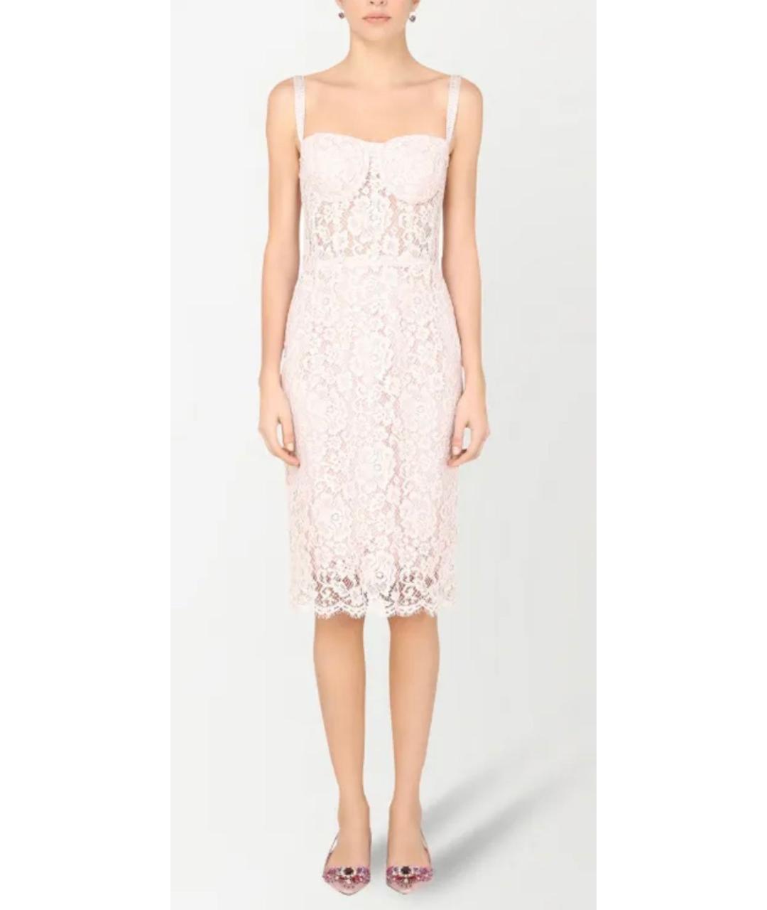 DOLCE&GABBANA Розовое кружевное коктейльное платье, фото 3