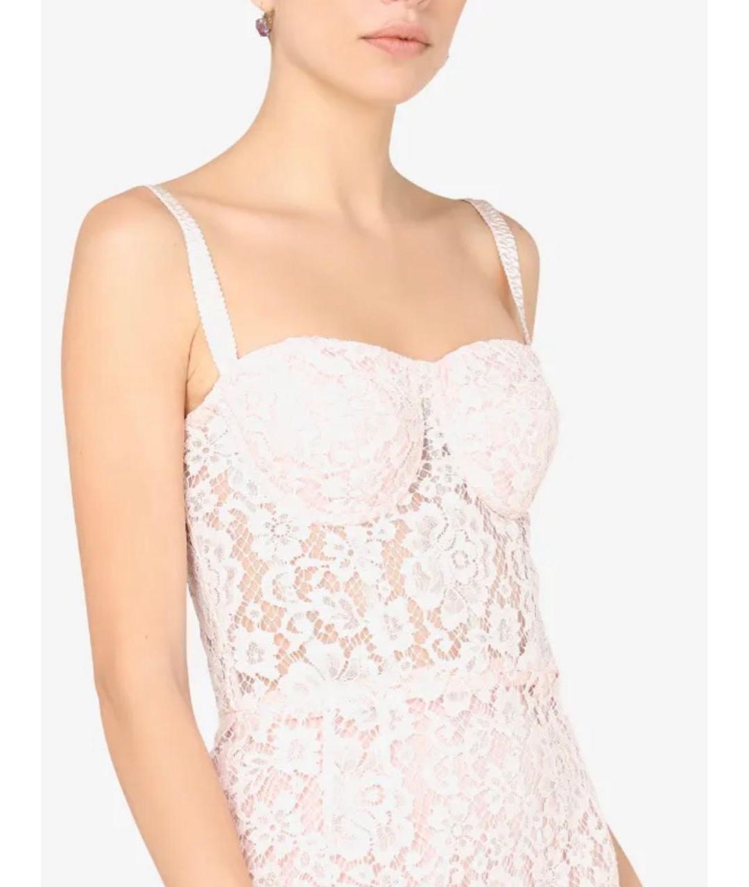 DOLCE&GABBANA Розовое кружевное коктейльное платье, фото 2