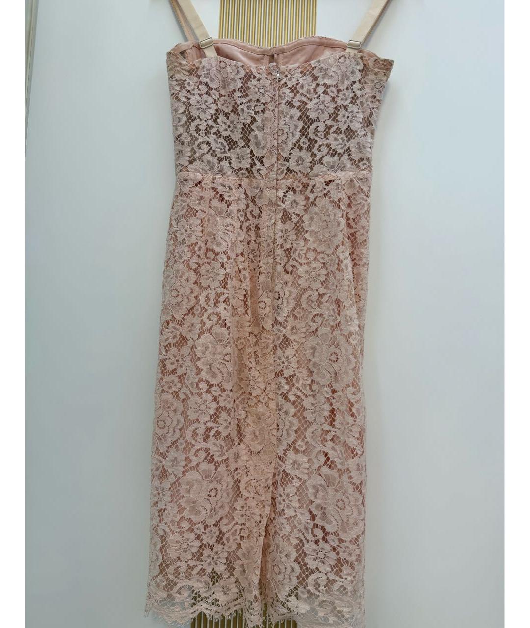 DOLCE&GABBANA Розовое кружевное коктейльное платье, фото 4