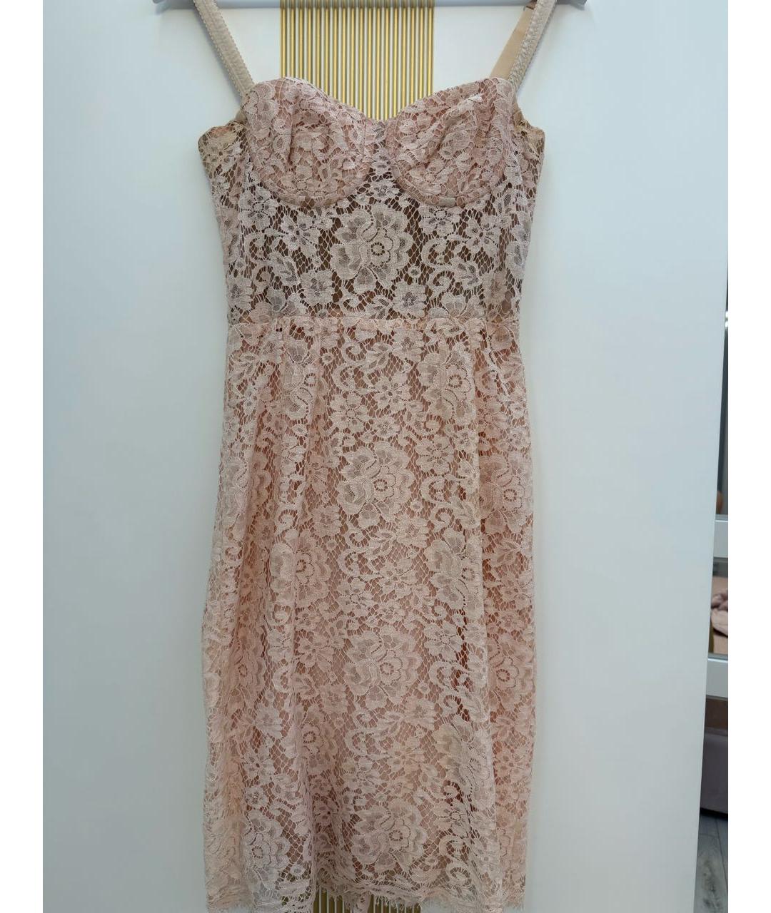 DOLCE&GABBANA Розовое кружевное коктейльное платье, фото 6