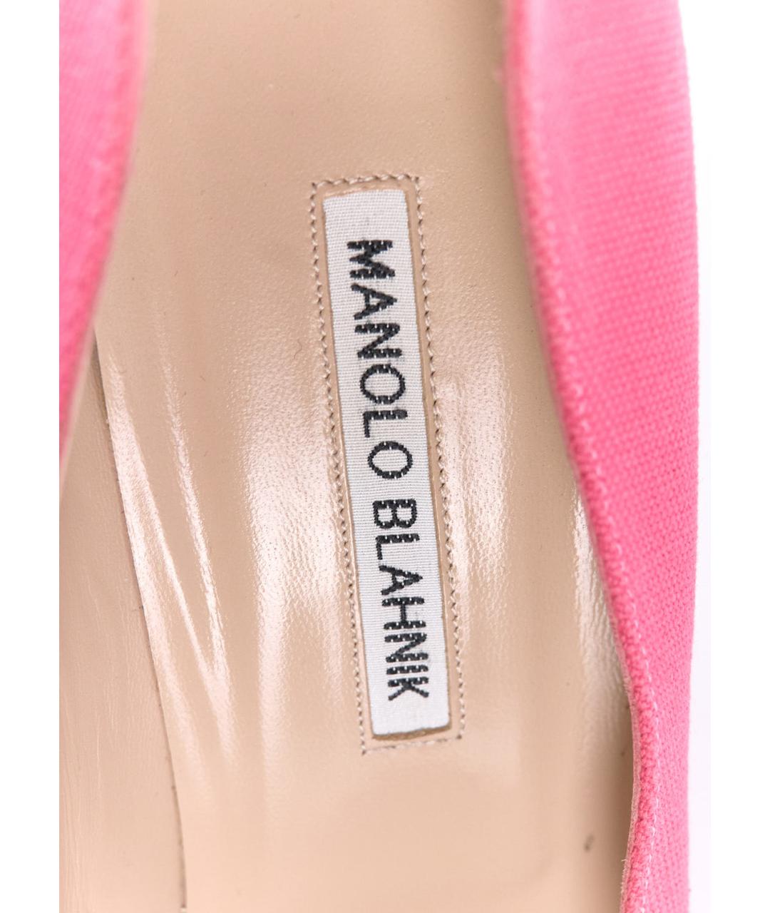 MANOLO BLAHNIK Розовые текстильные туфли, фото 3
