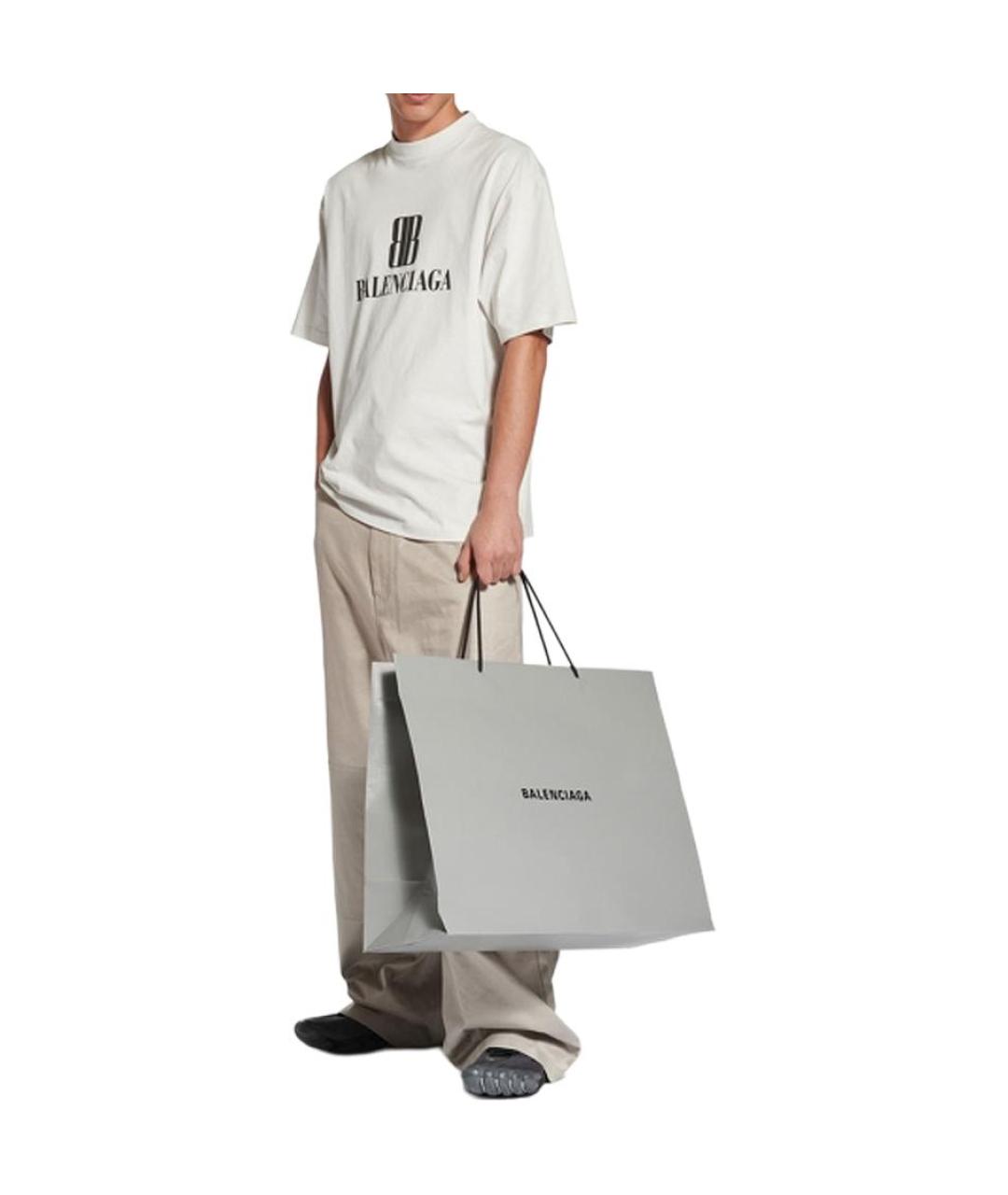 BALENCIAGA Белая хлопковая футболка, фото 4