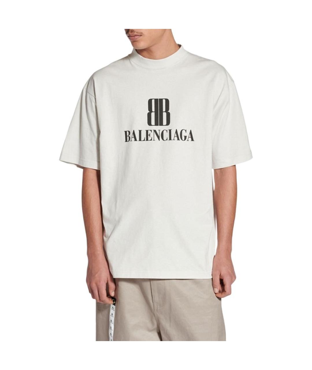 BALENCIAGA Белая хлопковая футболка, фото 6