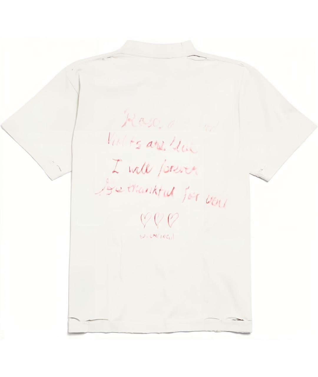 BALENCIAGA Белая хлопковая футболка, фото 2