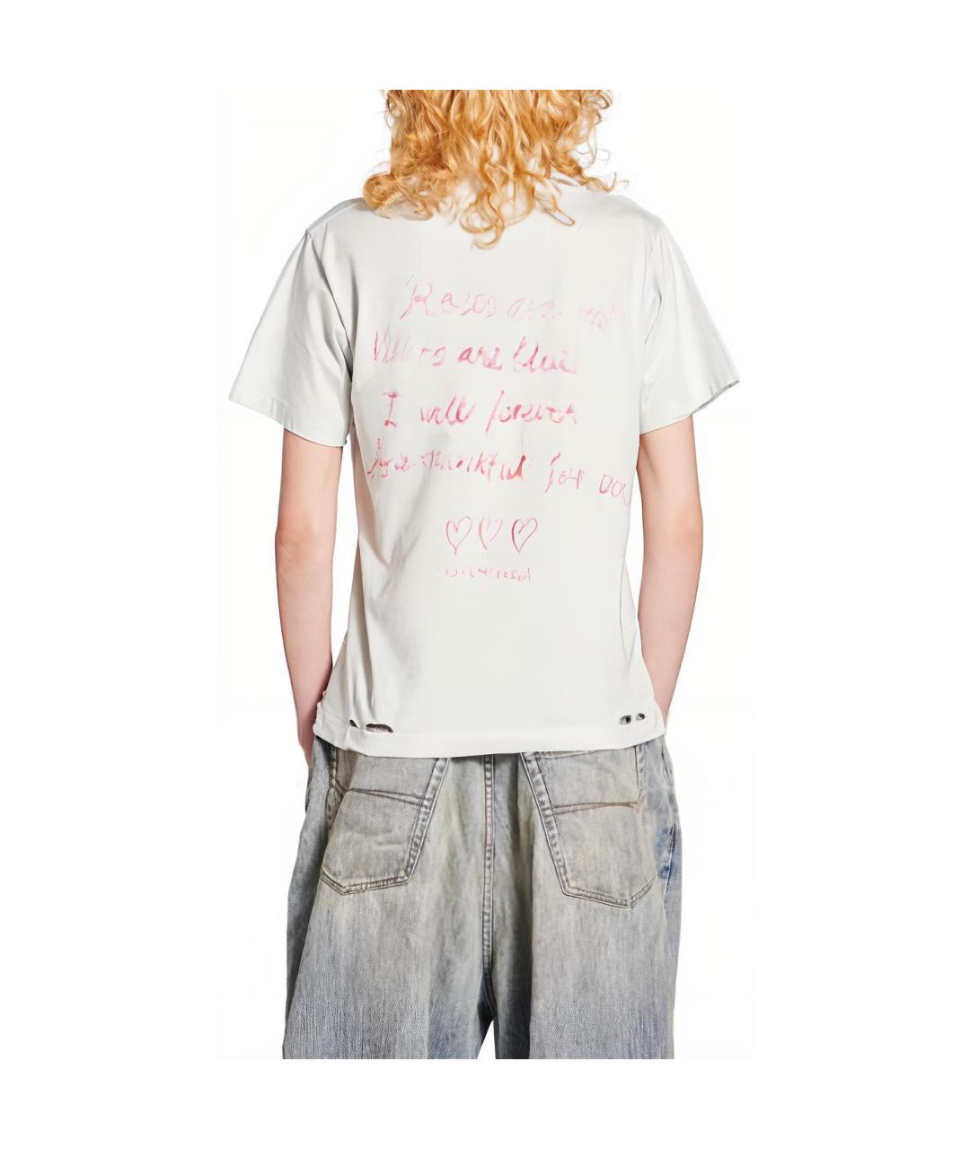BALENCIAGA Белая хлопковая футболка, фото 5
