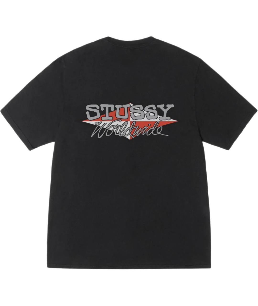 STUSSY Черная хлопковая футболка, фото 2