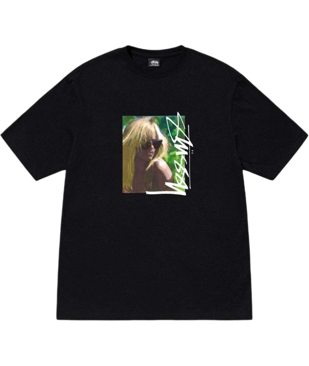 STUSSY Черная хлопковая футболка, фото 1
