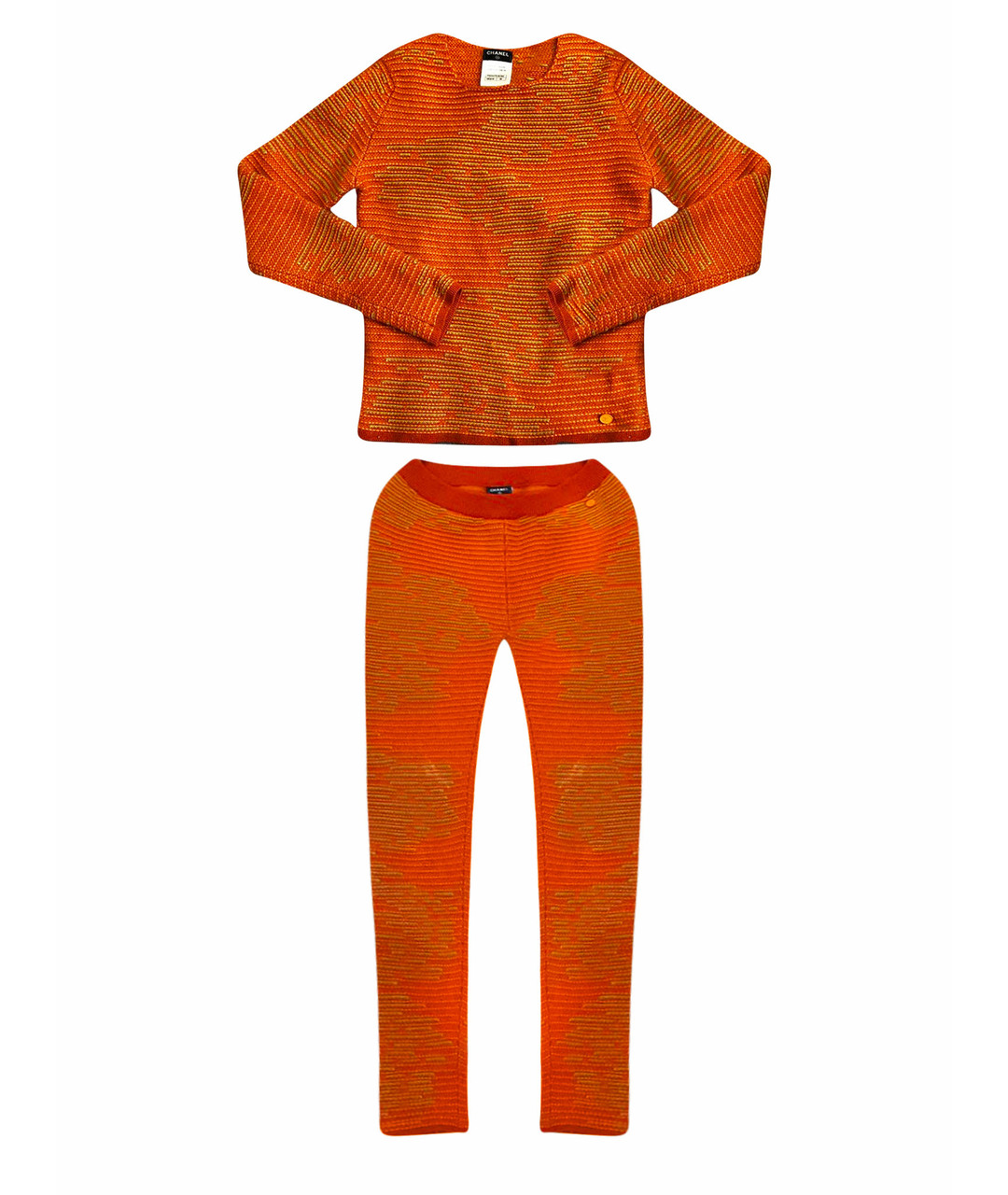 CHANEL PRE-OWNED Оранжевый шерстяной костюм с брюками, фото 1