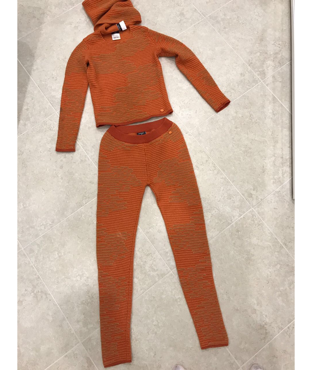 CHANEL PRE-OWNED Оранжевый шерстяной костюм с брюками, фото 2