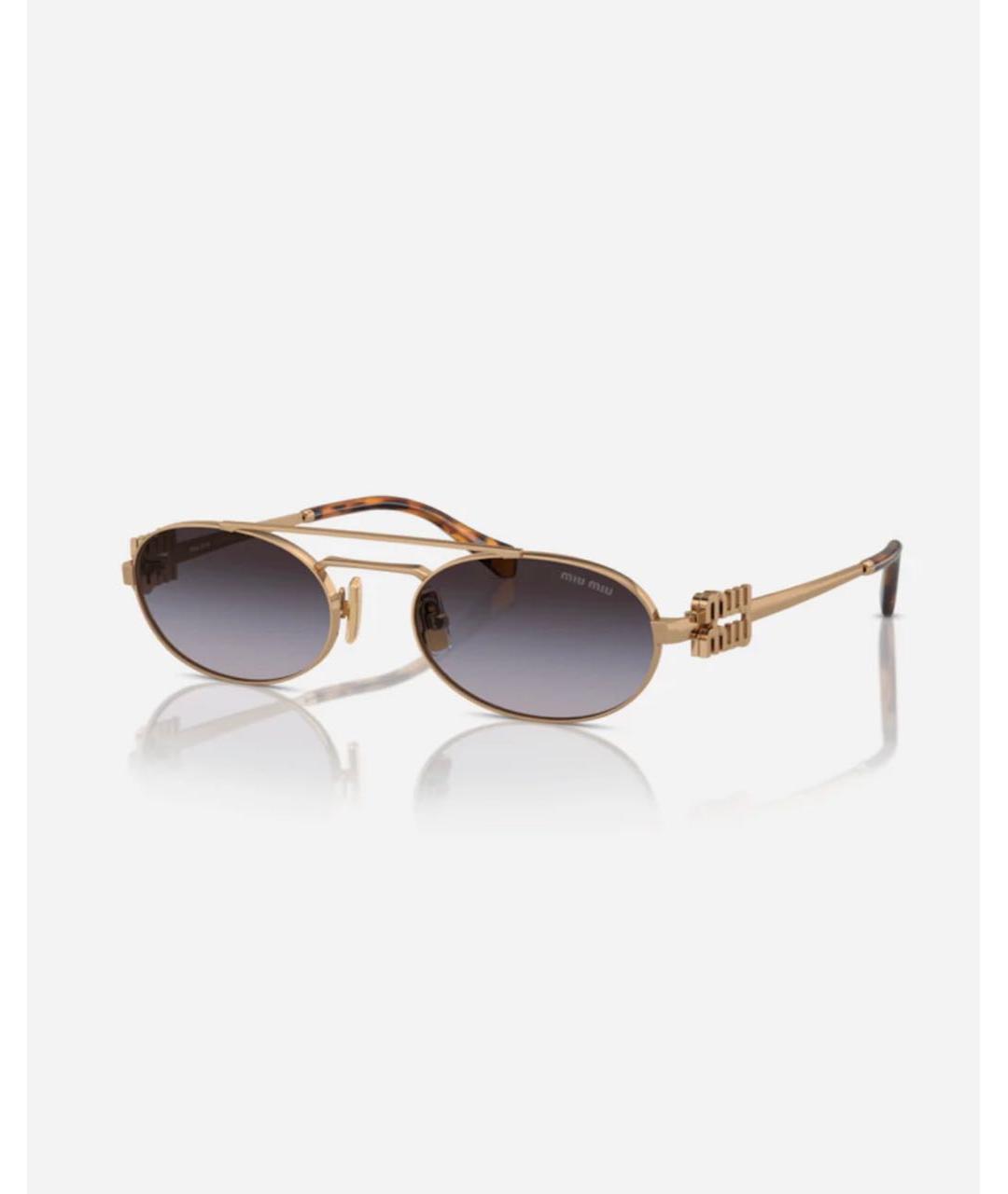 MIU MIU Золотые металлические солнцезащитные очки, фото 2