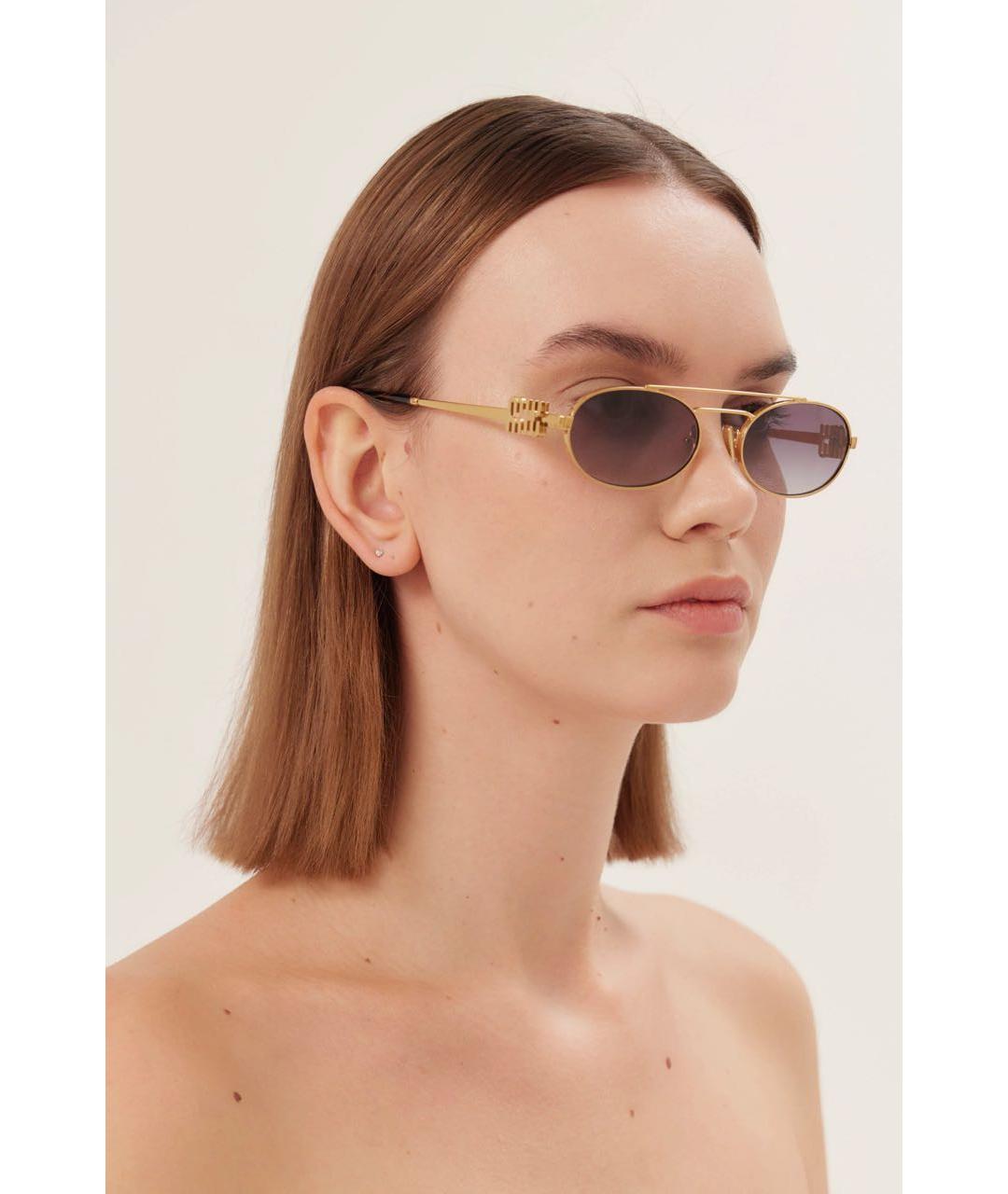 MIU MIU Золотые металлические солнцезащитные очки, фото 7