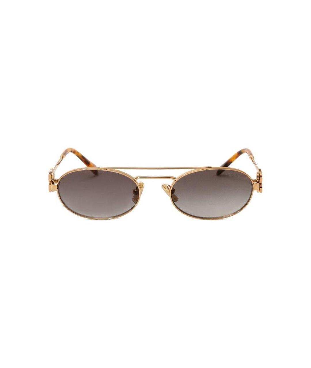 MIU MIU Золотые металлические солнцезащитные очки, фото 1