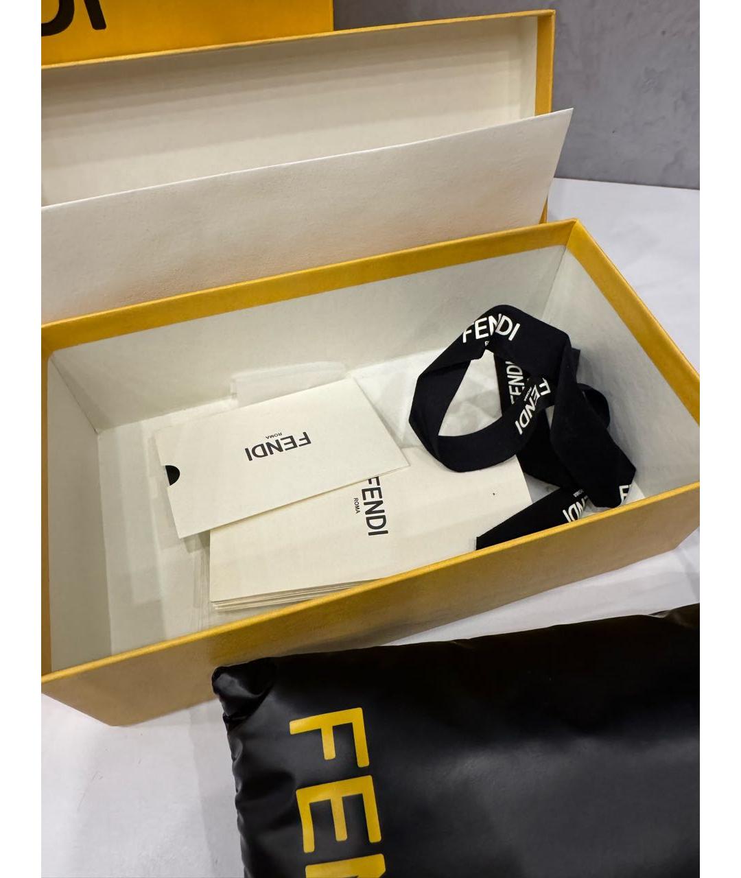 FENDI Бежевые металлические солнцезащитные очки, фото 3