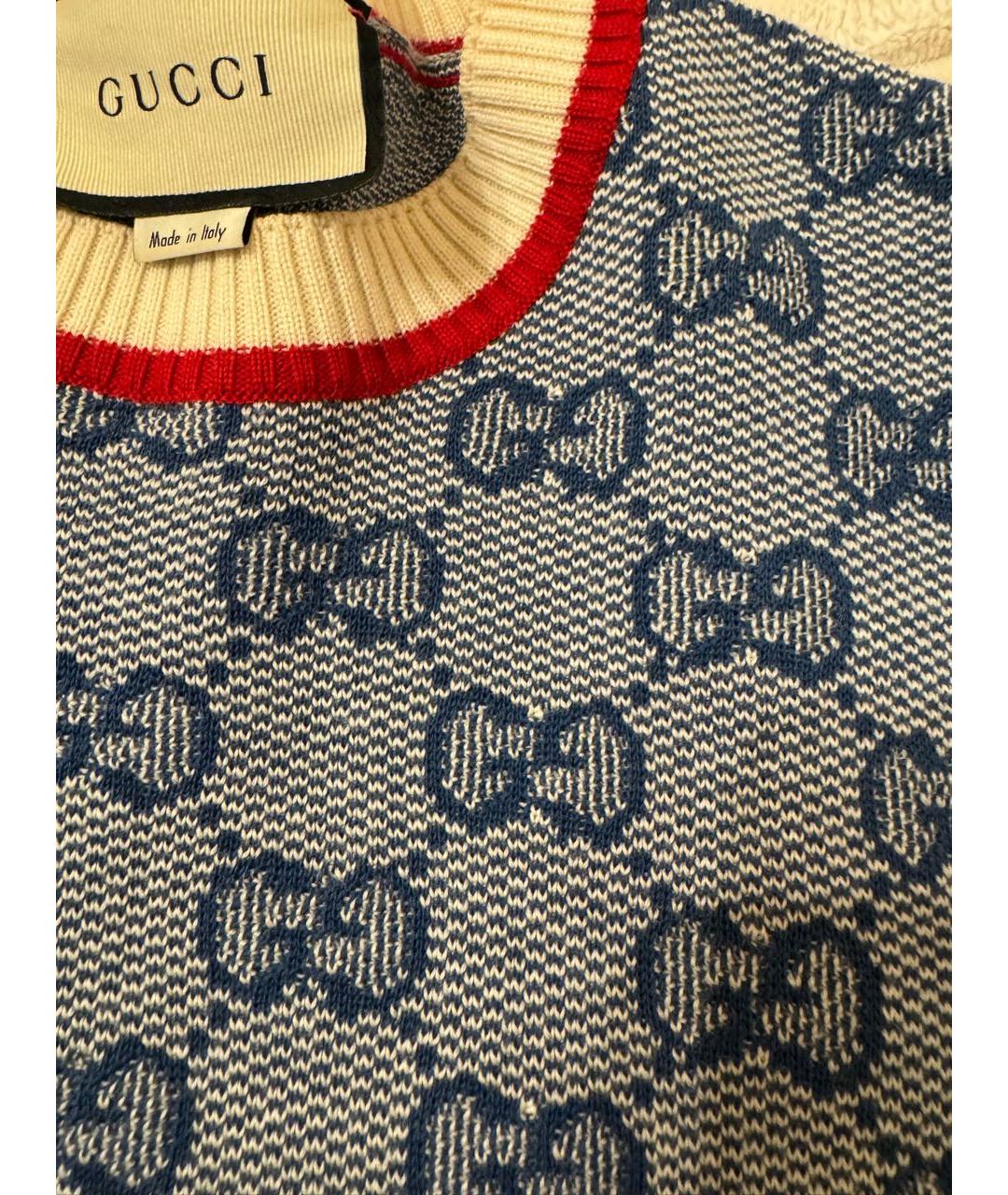 GUCCI Голубой шерстяной джемпер / свитер, фото 5