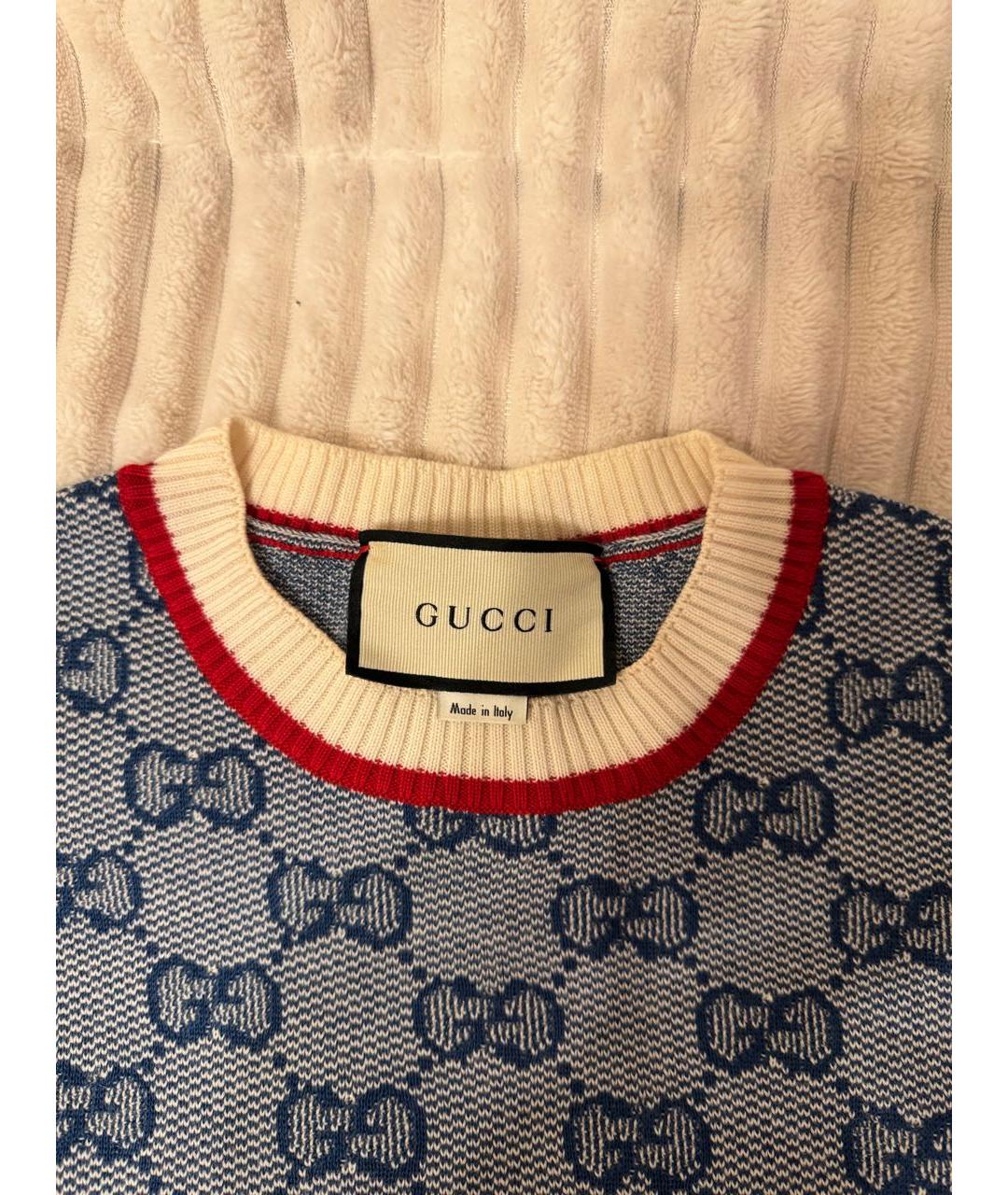 GUCCI Голубой шерстяной джемпер / свитер, фото 4