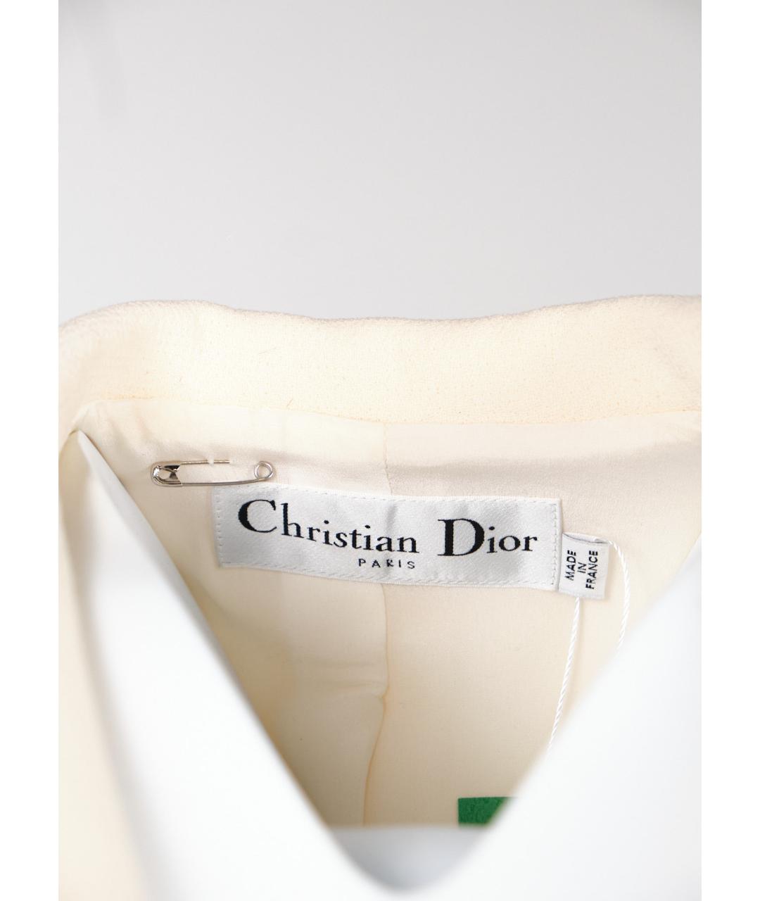 CHRISTIAN DIOR Бежевый шерстяной жакет/пиджак, фото 4