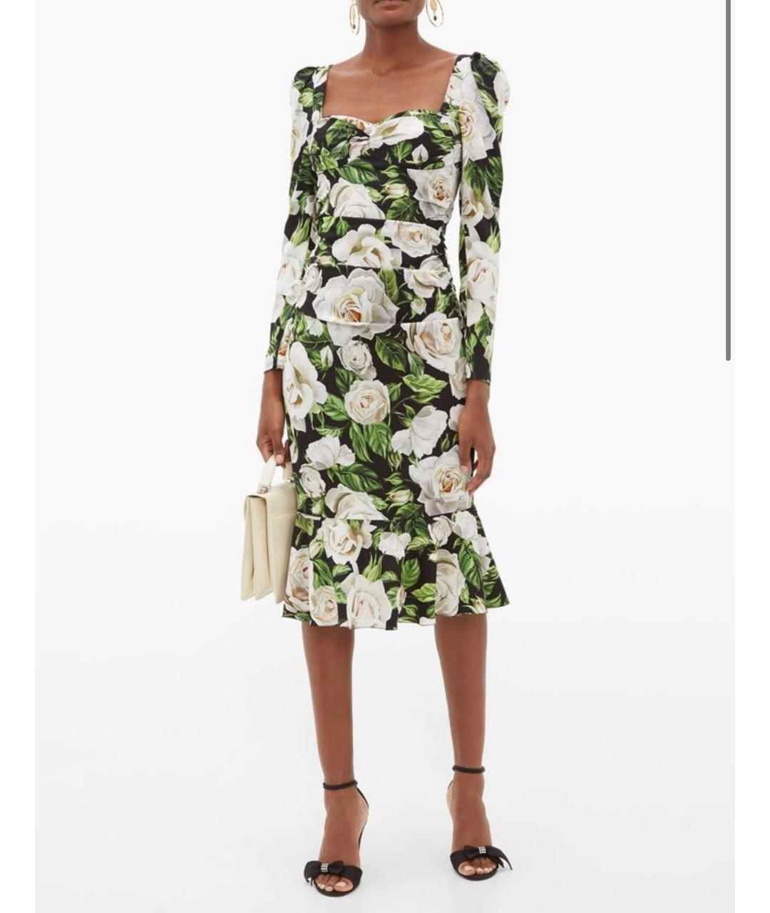 DOLCE&GABBANA Зеленые шелковое вечернее платье, фото 4