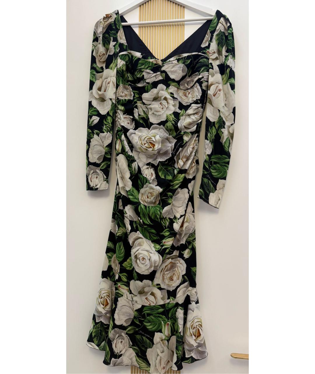 DOLCE&GABBANA Зеленые шелковое вечернее платье, фото 2