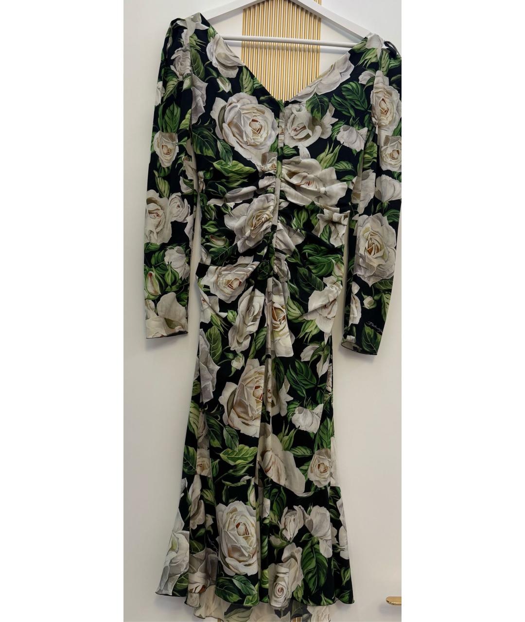 DOLCE&GABBANA Зеленые шелковое вечернее платье, фото 3