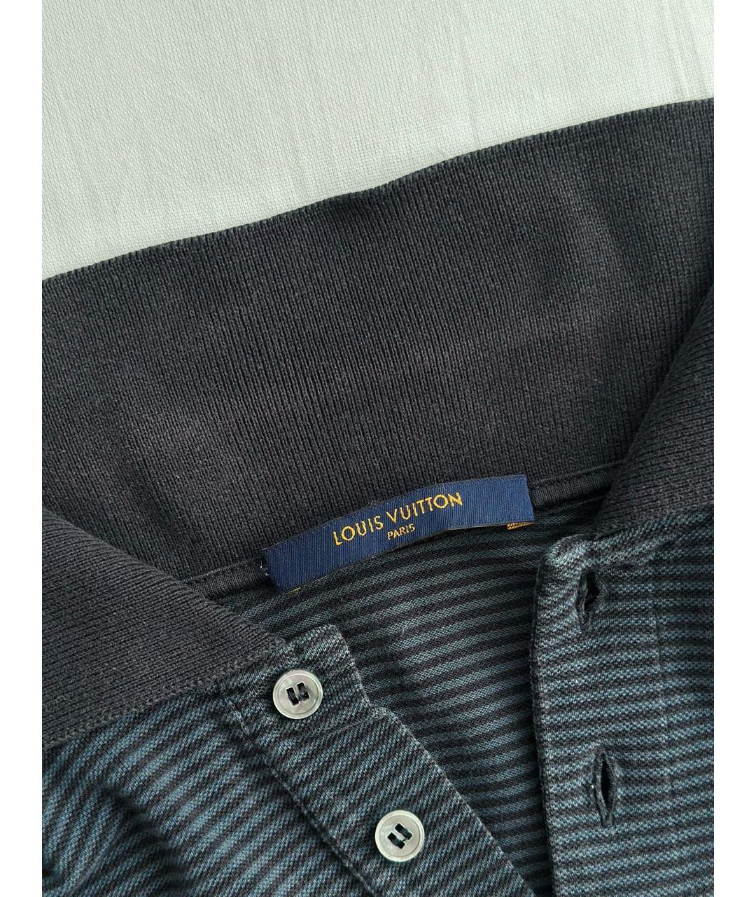 LOUIS VUITTON Темно-синее хлопковое поло с коротким рукавом, фото 7
