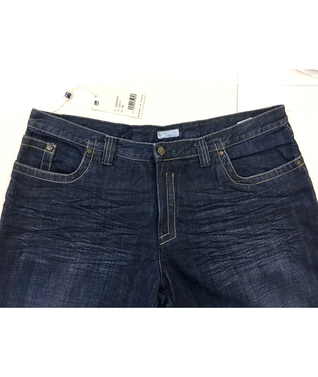BILANCIONI Темно-синие хлопковые прямые джинсы, фото 3