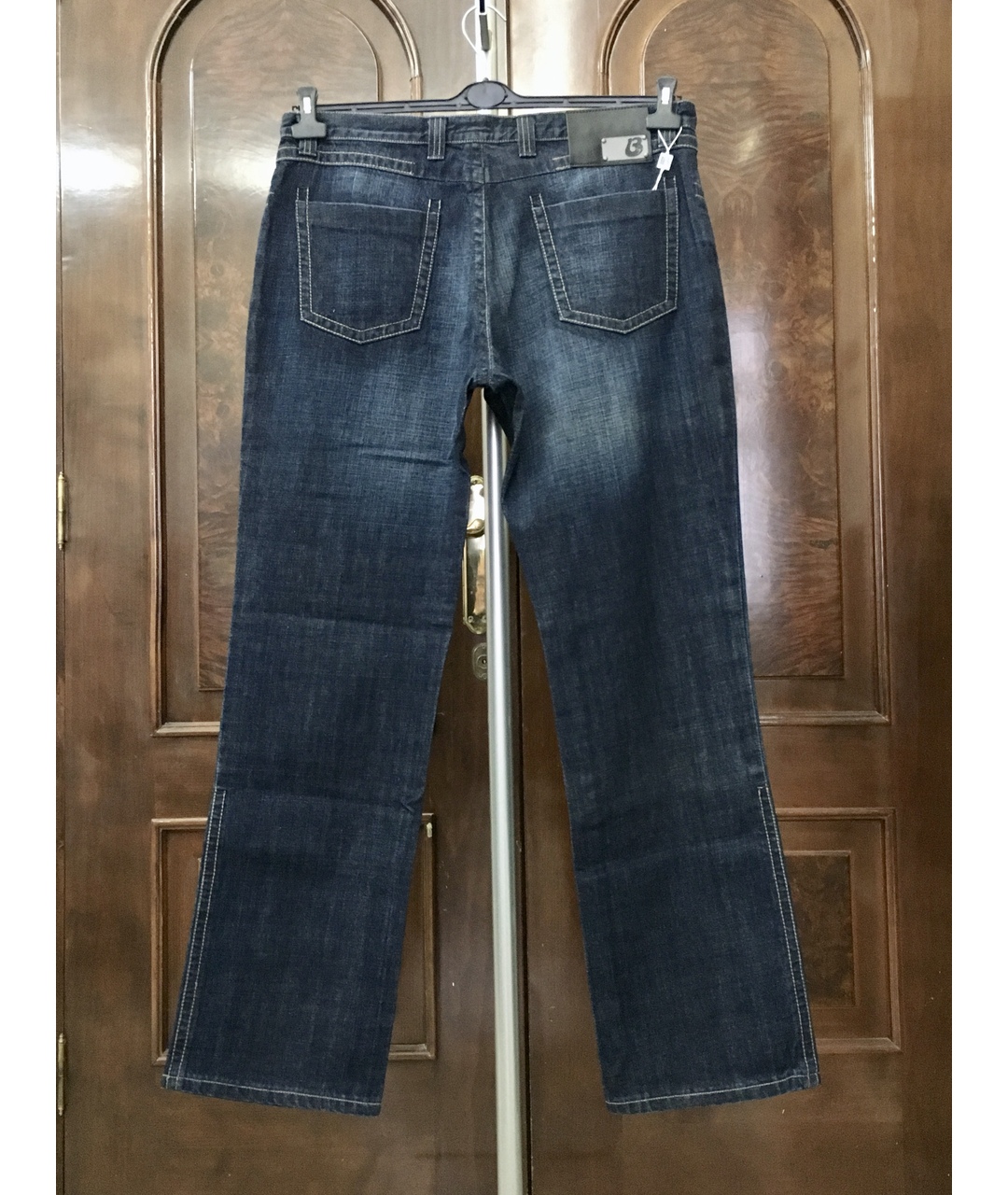 BILANCIONI Темно-синие хлопковые прямые джинсы, фото 2