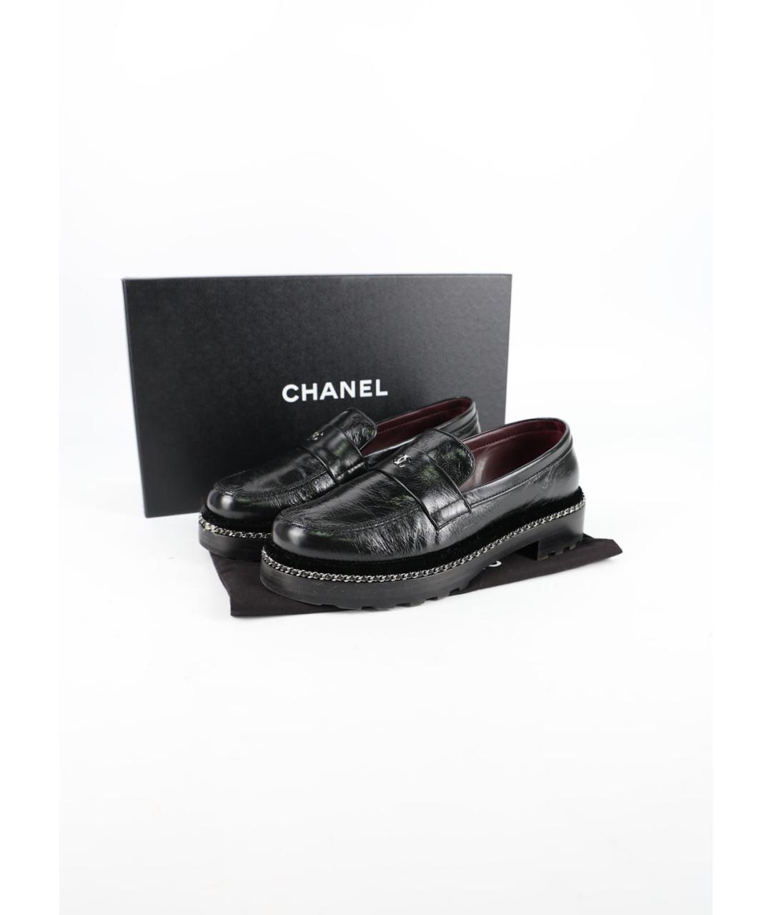 CHANEL Черные кожаные лоферы, фото 6