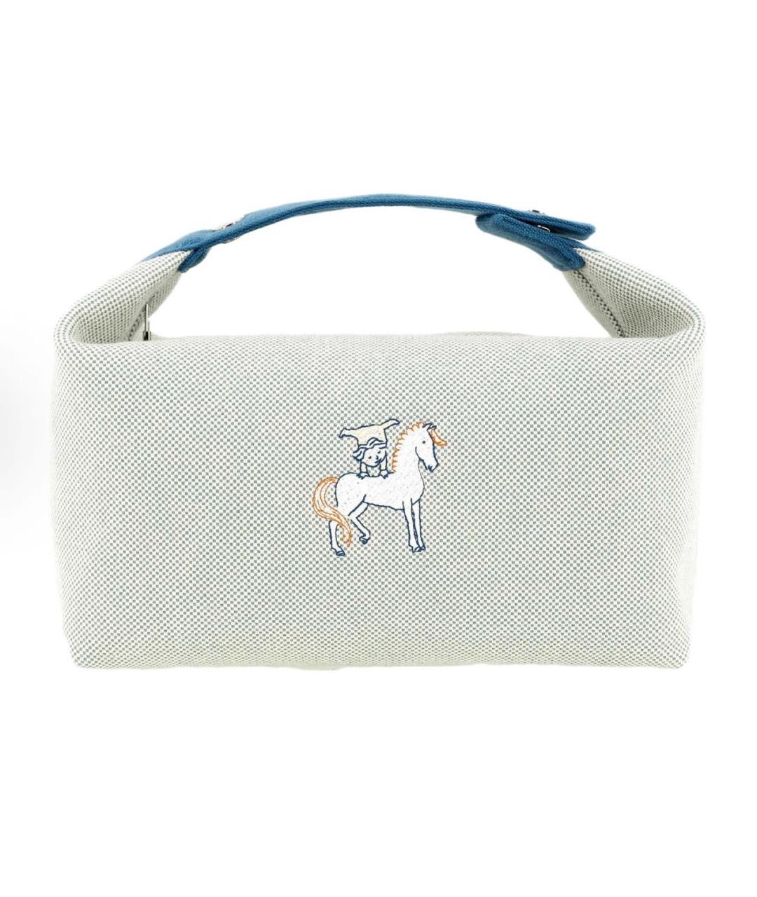 HERMES Серая тканевая косметичка, фото 7