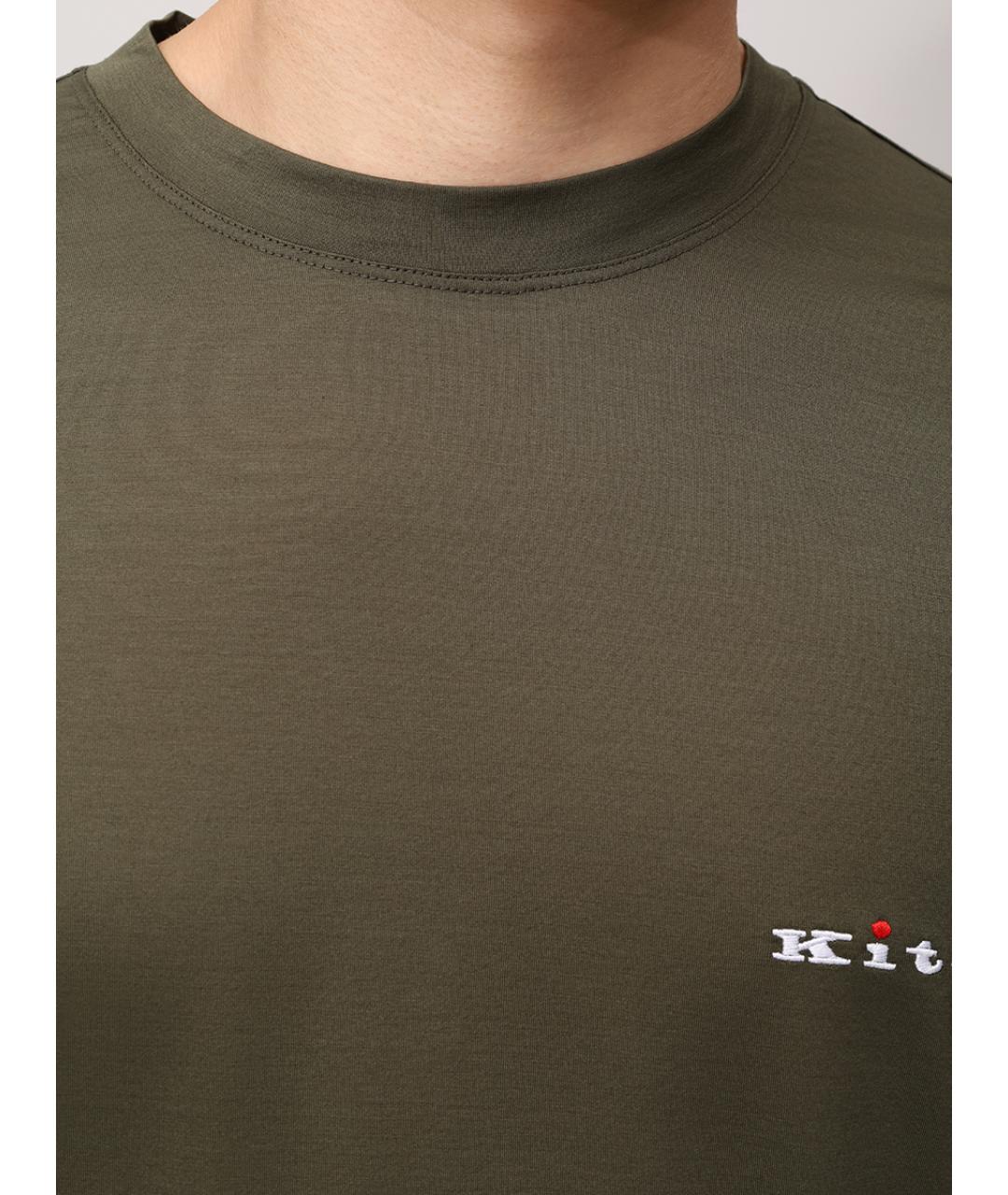 KITON Хаки хлопковая футболка, фото 5
