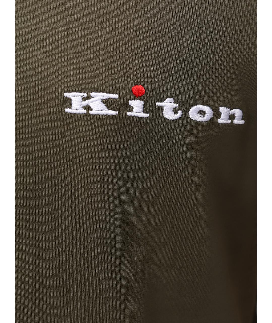 KITON Хаки хлопковая футболка, фото 6