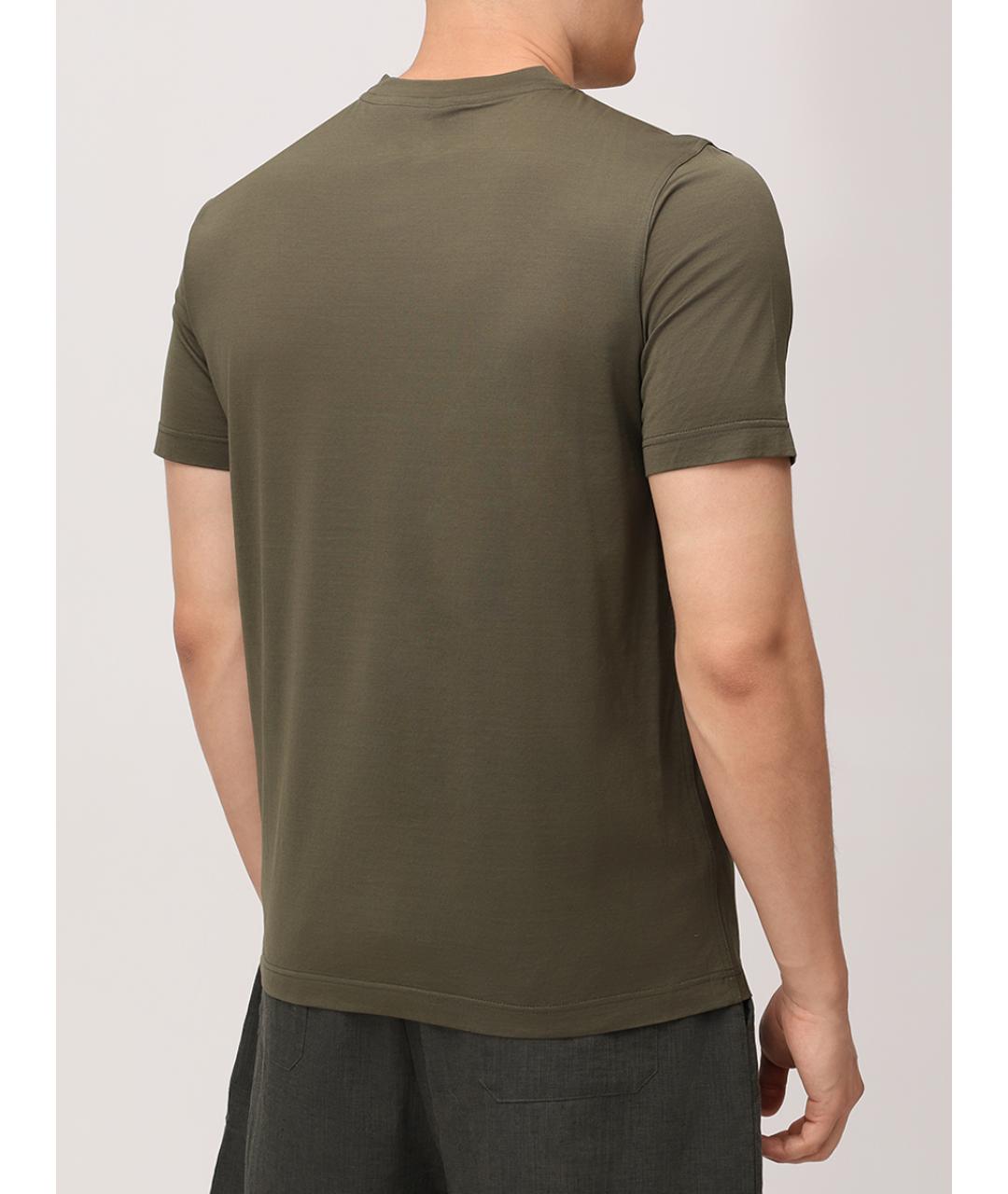 KITON Хаки хлопковая футболка, фото 3