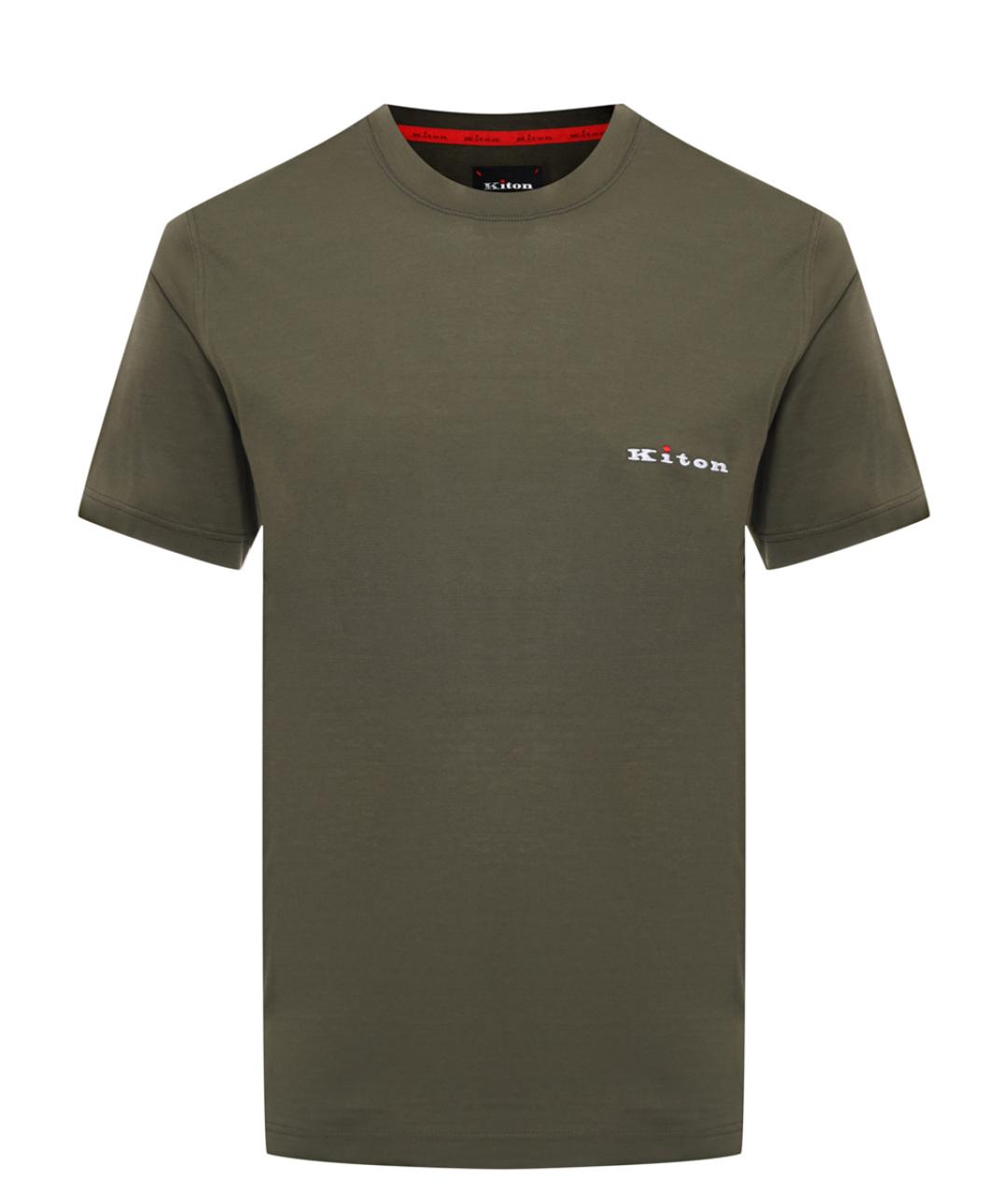 KITON Хаки хлопковая футболка, фото 1