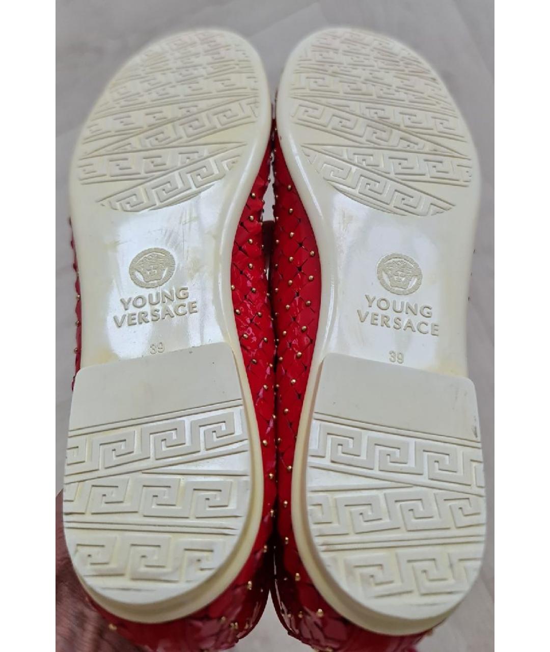 VERSACE Красные кожаные балетки, фото 9