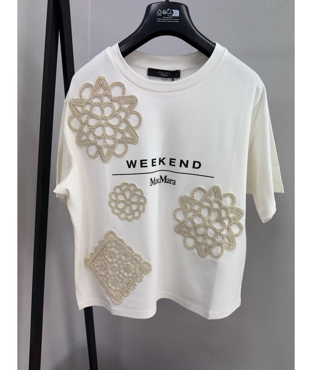 WEEKEND MAX MARA Белая хлопковая футболка, фото 4