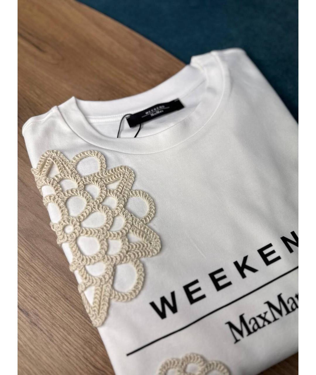 WEEKEND MAX MARA Белая хлопковая футболка, фото 8