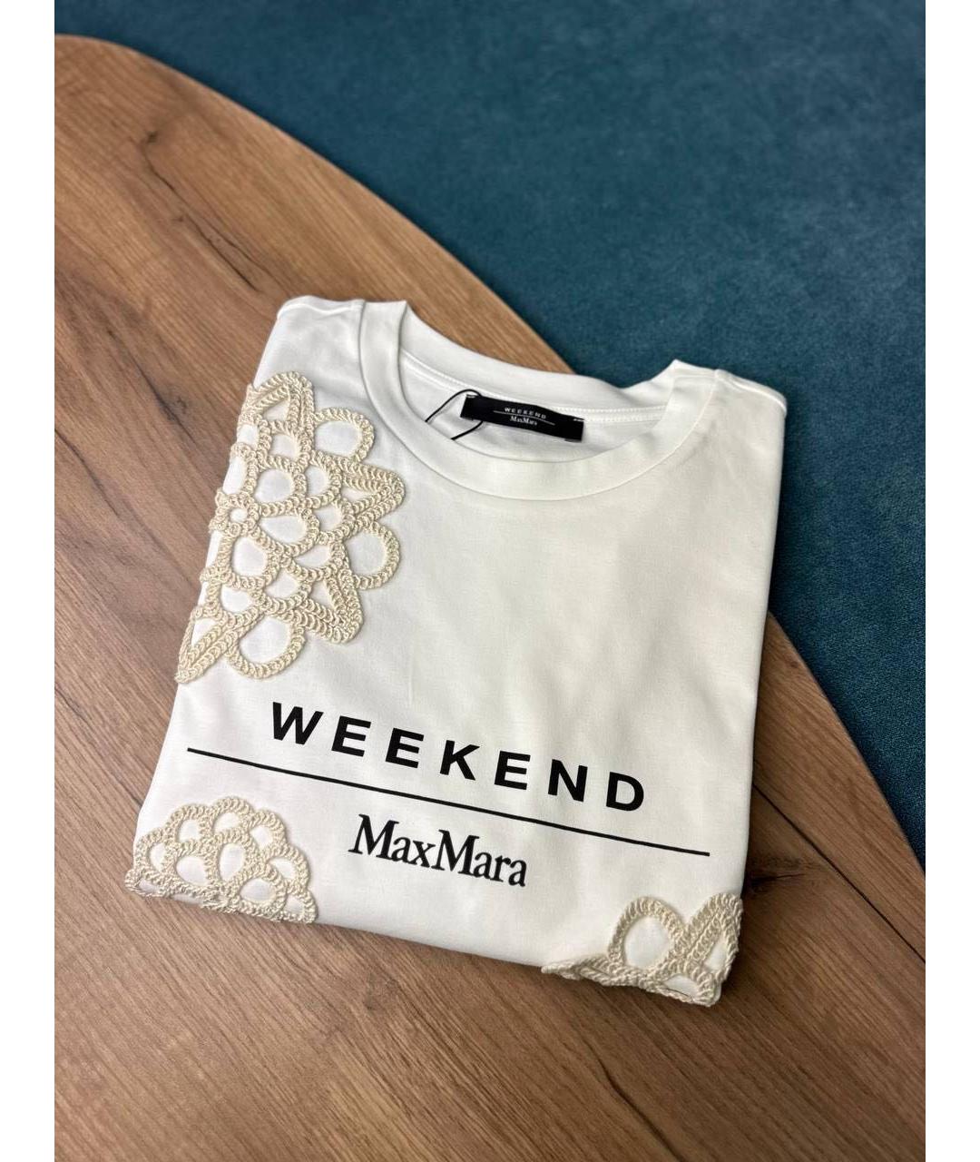 WEEKEND MAX MARA Белая хлопковая футболка, фото 7