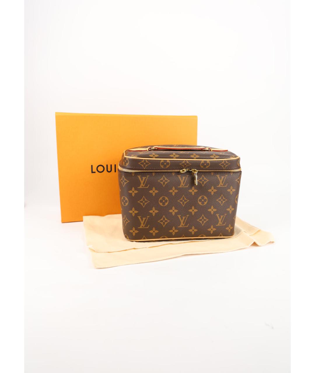 LOUIS VUITTON Коричневая кожаная косметичка, фото 6