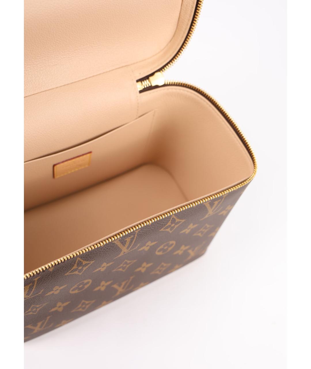 LOUIS VUITTON Коричневая кожаная косметичка, фото 4