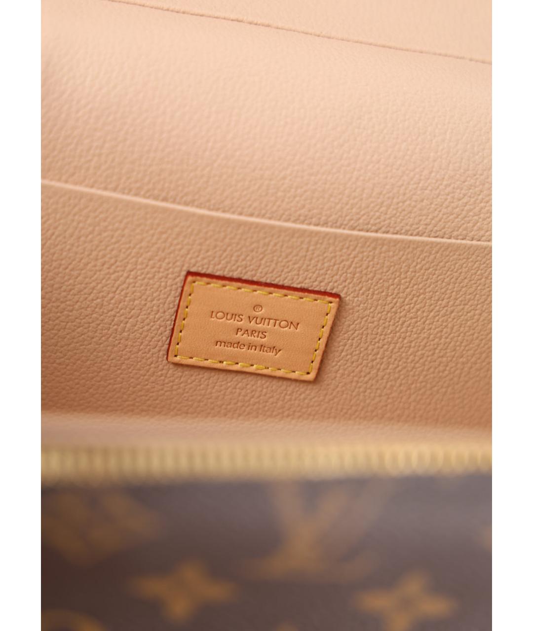 LOUIS VUITTON Коричневая кожаная косметичка, фото 5