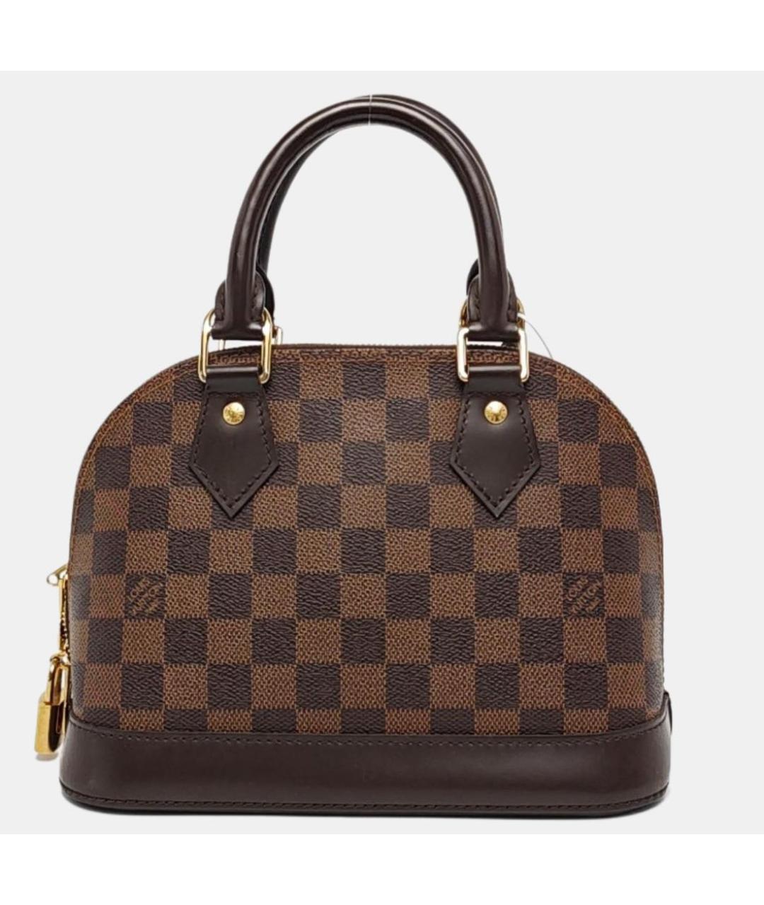 LOUIS VUITTON Коричневая кожаная сумка с короткими ручками, фото 4