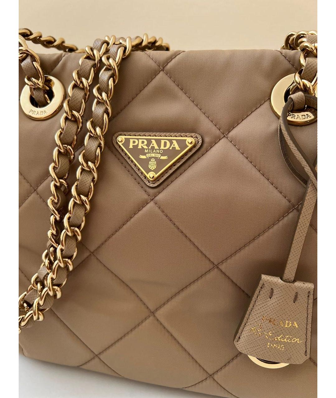 PRADA Бежевая синтетическая сумка тоут, фото 3