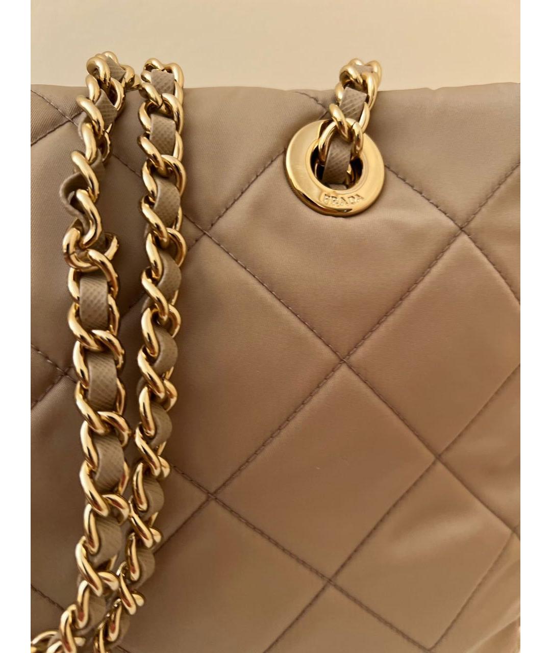 PRADA Бежевая синтетическая сумка тоут, фото 4