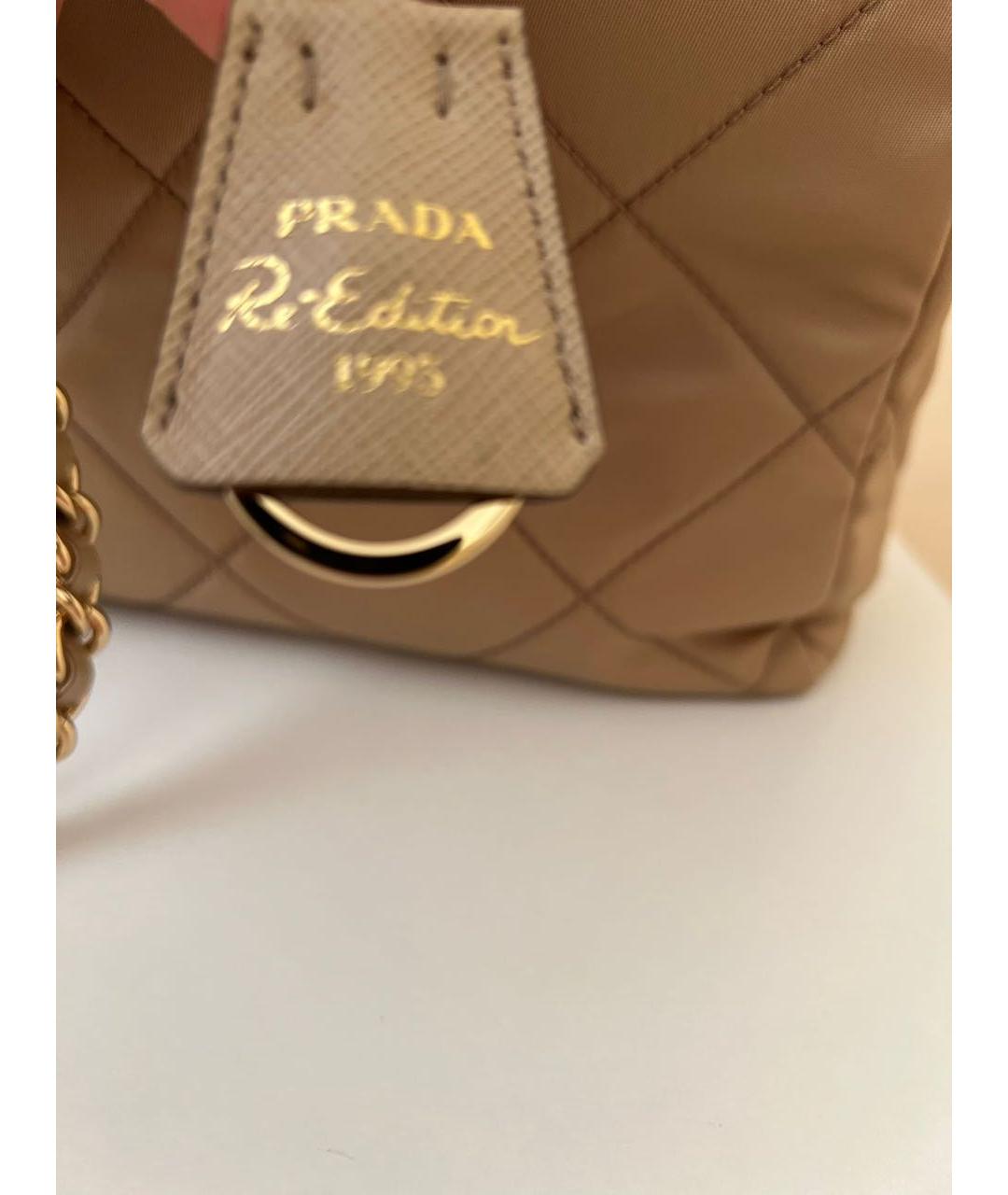 PRADA Бежевая синтетическая сумка тоут, фото 7