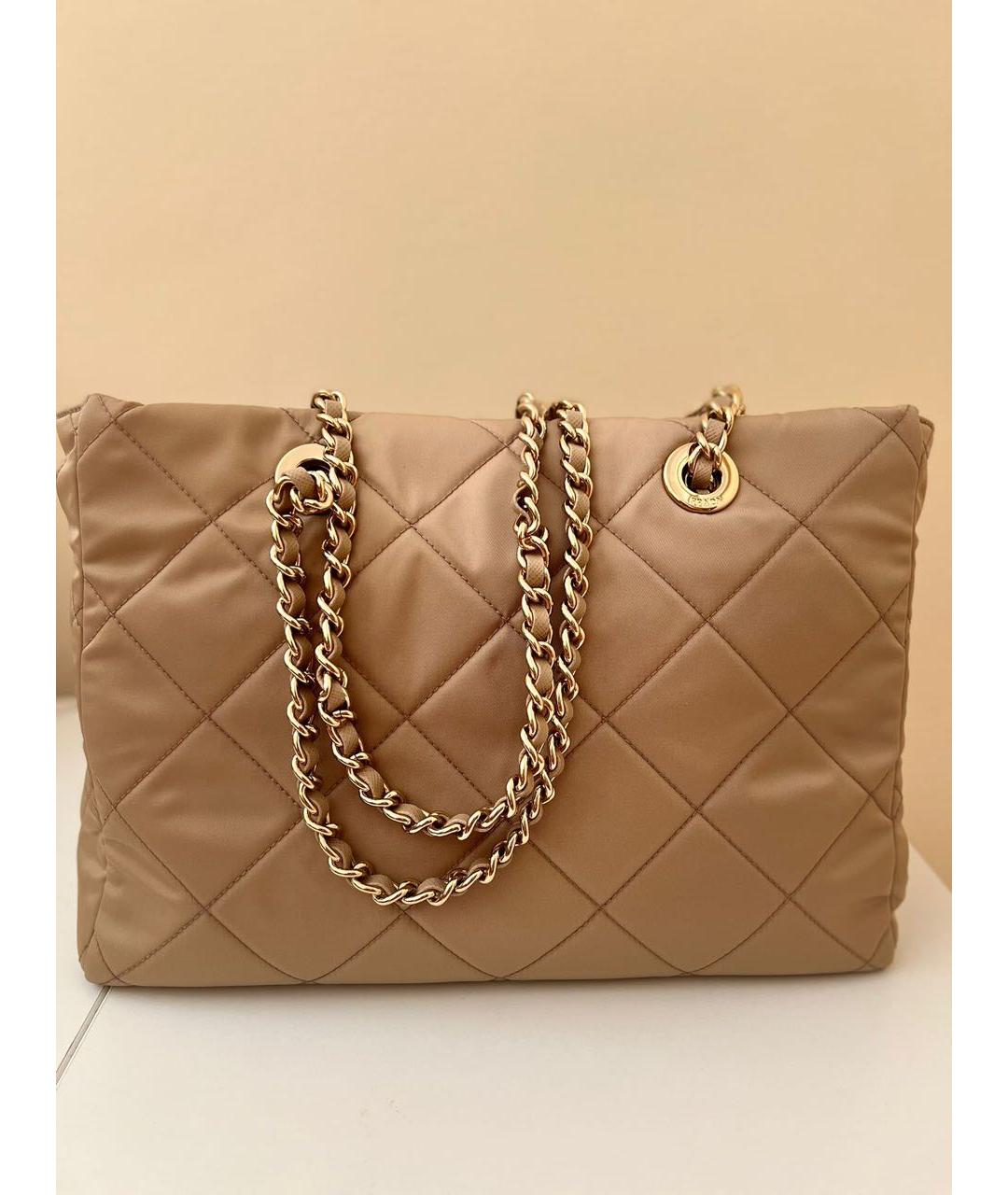 PRADA Бежевая синтетическая сумка тоут, фото 2