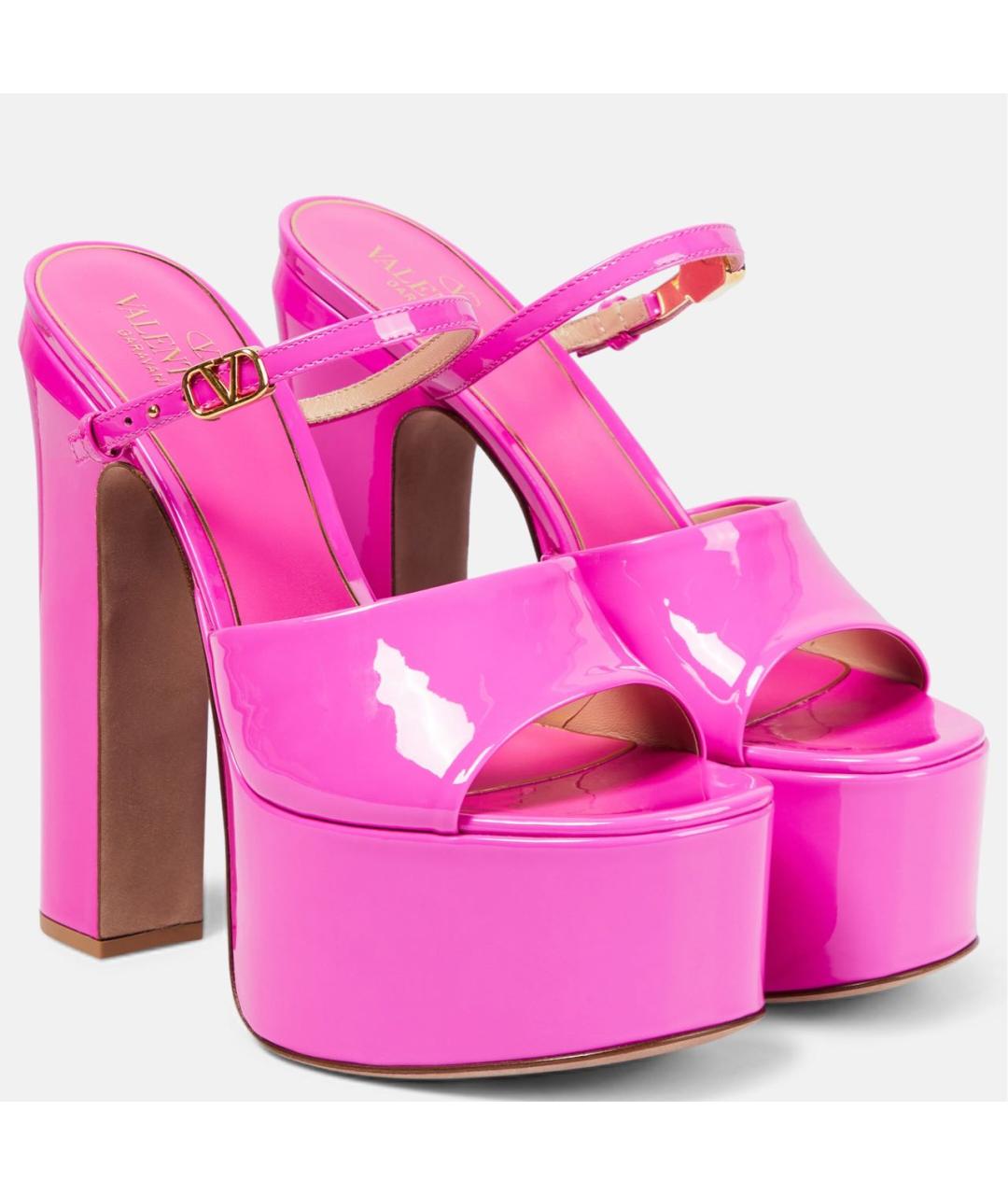 VALENTINO Фуксия босоножки из лакированной кожи, фото 4